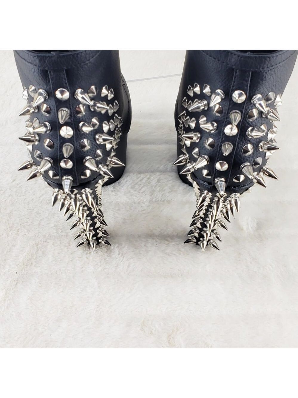 Spikes & Studs High Heel Platform Punk Rock Ankle Boots Fearless - Picture 6 of 11